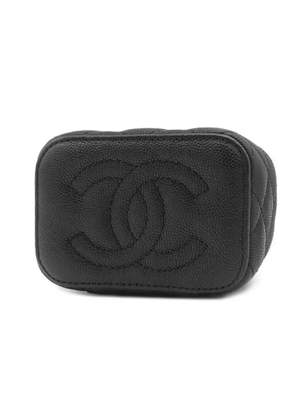 Chanel Shoulder Bag Quilted Mini Vanity Caviar Leather Black Gold Chain